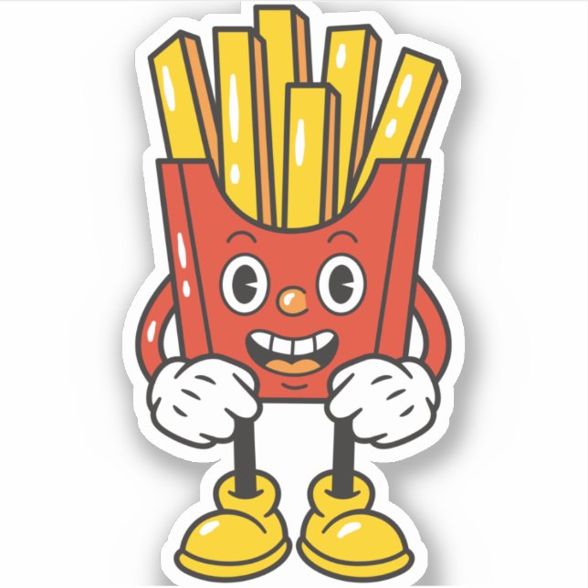 Adesivo Personagem de desenho animado Funny Fries (Frente)