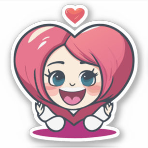 Adesivo Personagem de desenho infantil Coração Fofo