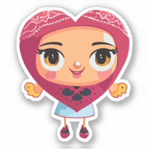 Adesivo Personagem de desenho infantil Coração Fofo