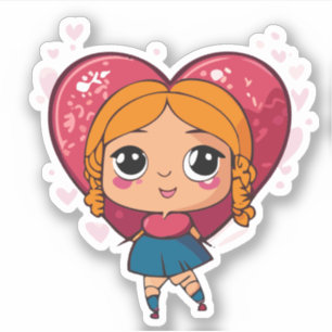 Adesivo Personagem de Desenho Infantil Coração Fofo