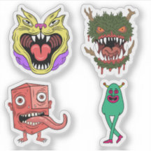 Personagem de Monstro Colorido e Excêntrico Retrô