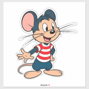 Adesivo Personagem de Rato de Desenho Animado Alegre
