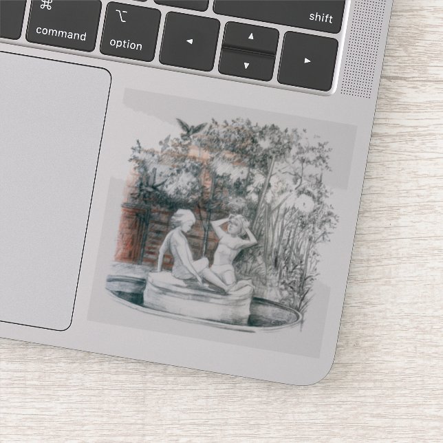 Adesivo Personalidades brancas da fonte da cidade (Detalhe)