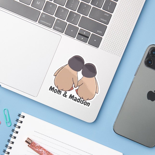 Adesivo Personalised Mom & Daughter Cute Penguin Sticker (Notebook com iPhone)