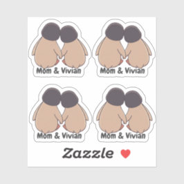Adesivo Personalised Mom & Daughter Cute Penguin Stickers
