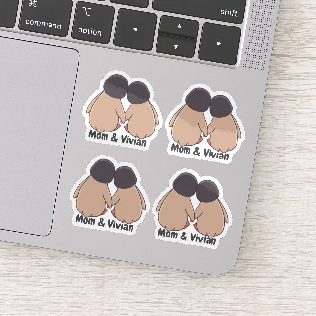 Adesivo Personalised Mom & Daughter Cute Penguin Stickers (Detalhe)