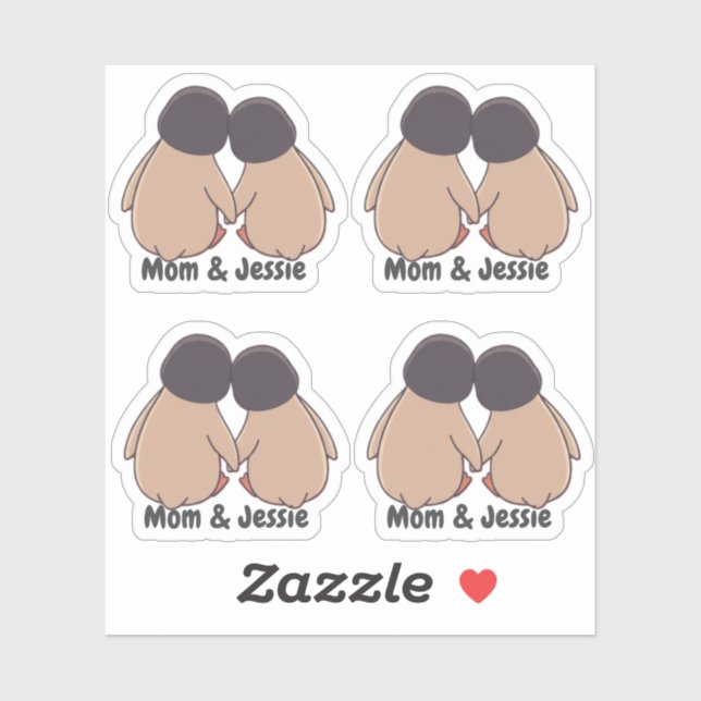 Adesivo Personalised Mom & Daughter Cute Penguin Stickers (Folha)