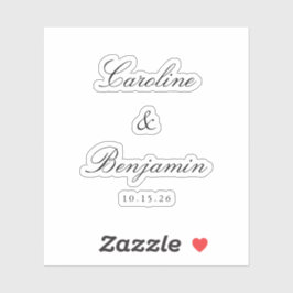 Adesivo Personalização de Casamento Elegante de Script Clá