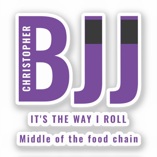 Adesivo Personalizado BJJ Way I Roll Jiu Jitsu Purple Belt (Frente)