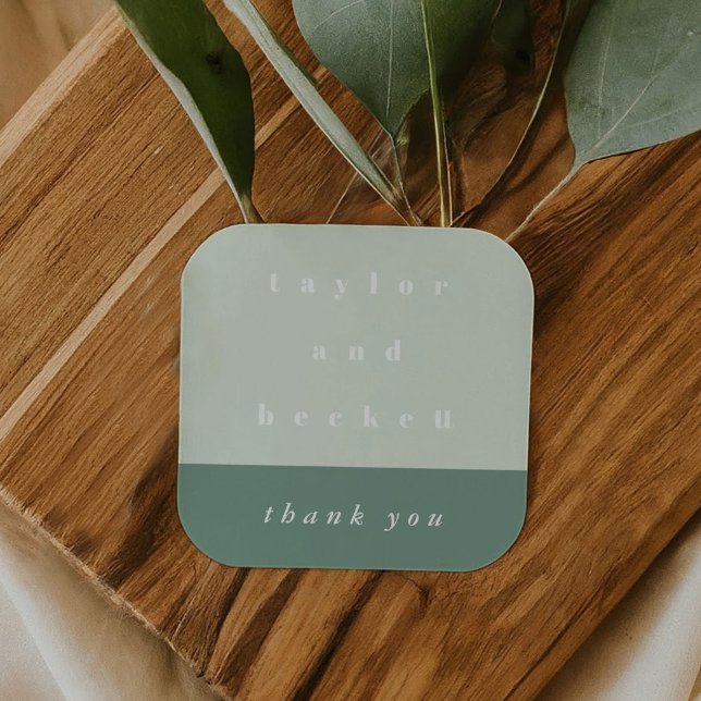 Adesivo Personalizado de Agradecimento em Tom de V (Mint Color Block Personalized Thank You Sticker)