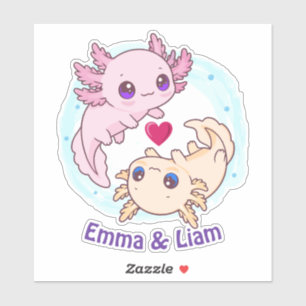 Adesivo Personalizado de Casal Axolote no Dia dos