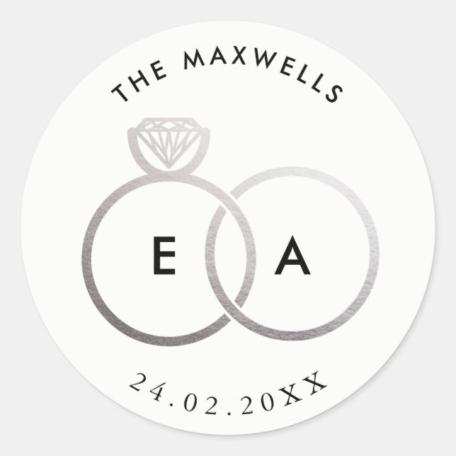 Adesivo Personalizado de Casamento de Anéis de Pra (Frente)