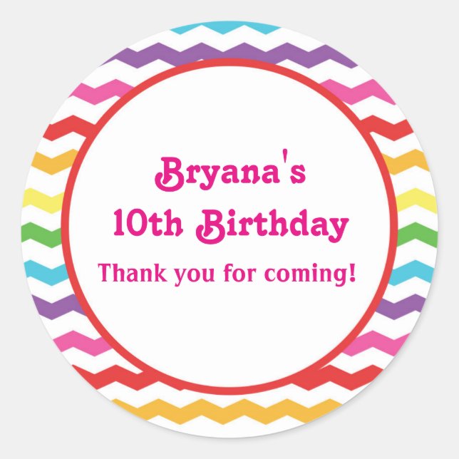 Adesivo Personalizado de Festa de aniversário do R (Frente)