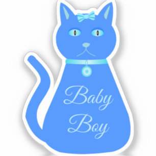 Adesivo Personalizado de Gato de Bebê Azul-Cinto