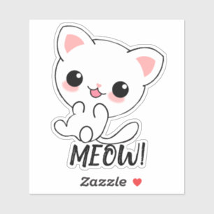 Adesivo Personalizado de Kawaii White Kitten