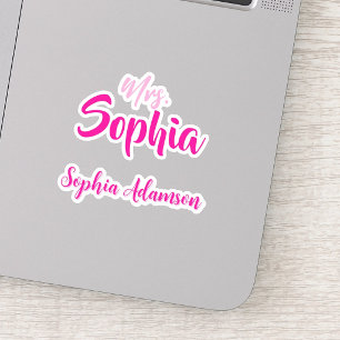 Adesivo Personalizado de Nome de Professora Rosa (