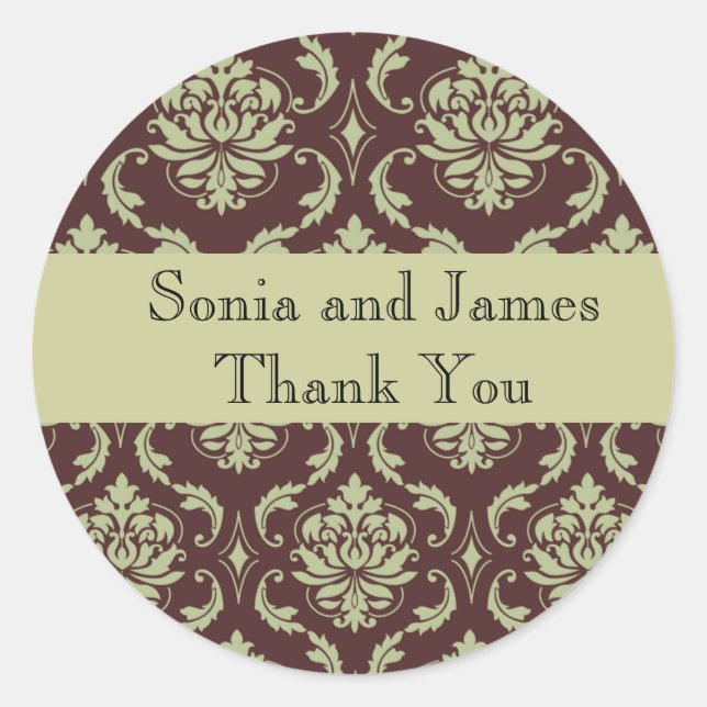 Adesivo personalizado do Brown Damask (Frente)