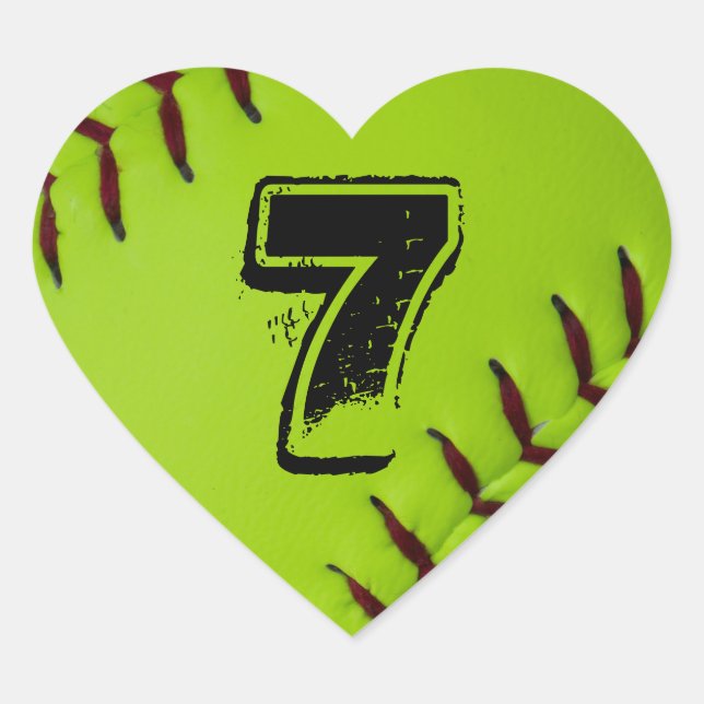 Adesivo personalizado do Softball Heart (Frente)