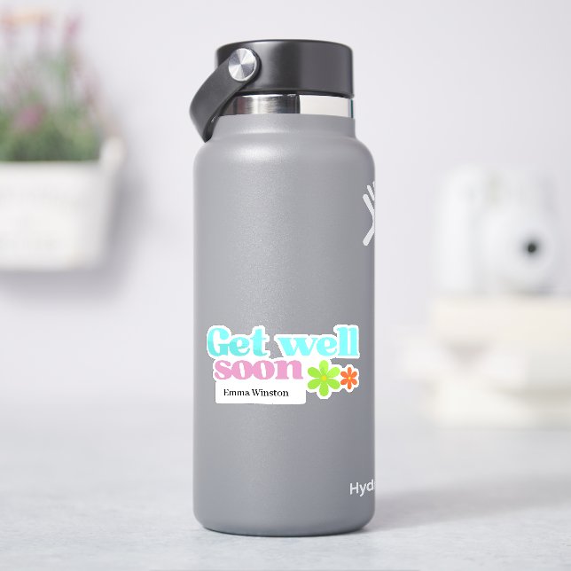 Adesivo Personalizado fique bem logo em mensagem floral br (HidroFlask)