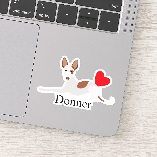 Adesivo Personalizado Ibizan Hound Heart Name Podenco (Detalhe)