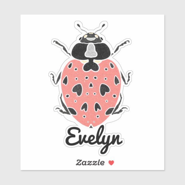 Adesivo Personalizado Pink Ladybug Nome (Folha)