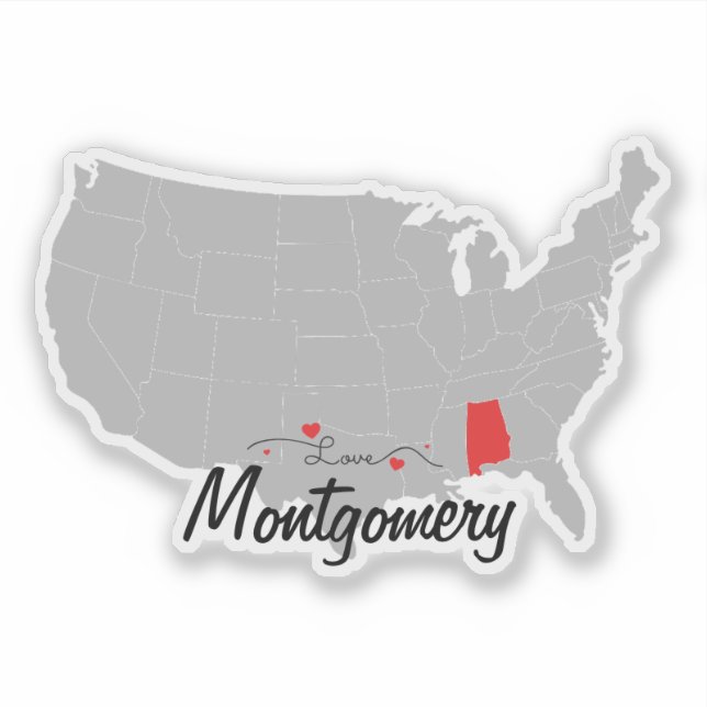 Adesivo Personalizar - Montgomery, Alabama Map US (Frente)