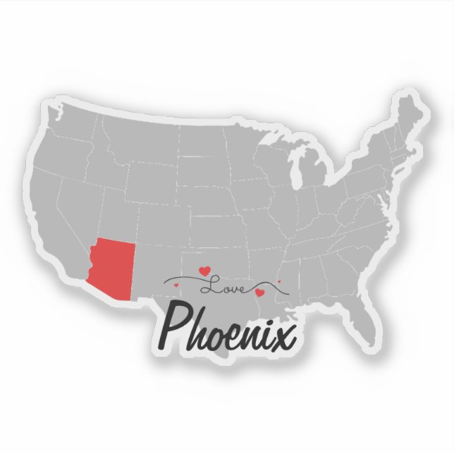 Adesivo Personalizar - Phoenix, Arizona Map US (Frente)