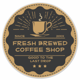 Adesivo Personalizar xícara de loja de café rústica frente