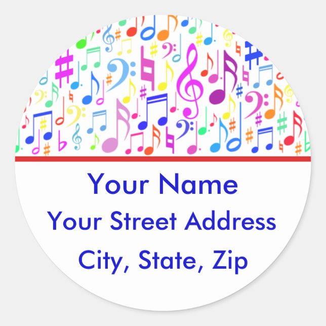 Adesivo Personalizável de Notas de Música (Frente)