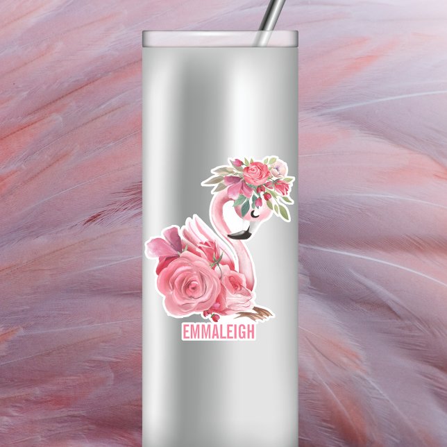 Adesivo Personalizável para Ballerina Flamingo, Cor de Águ (Criador carregado)