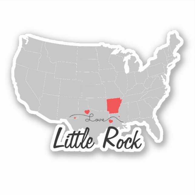 Adesivo Personalize - Little Rock, Arkansas Map US (Frente)