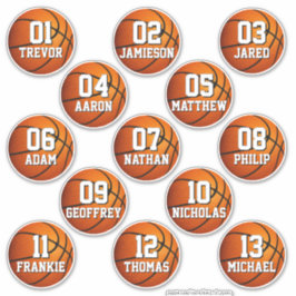 Adesivo personalized basketball stickers for 13 boys girls