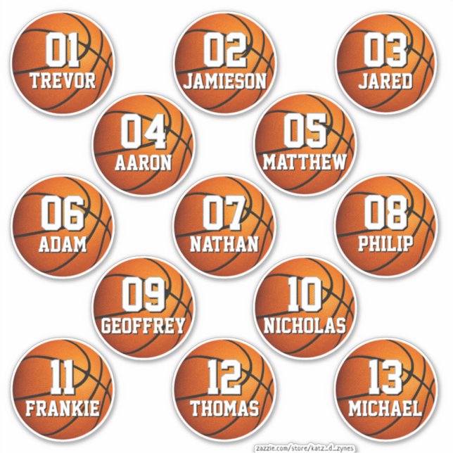 Adesivo personalized basketball stickers for 13 boys girls (Frente)