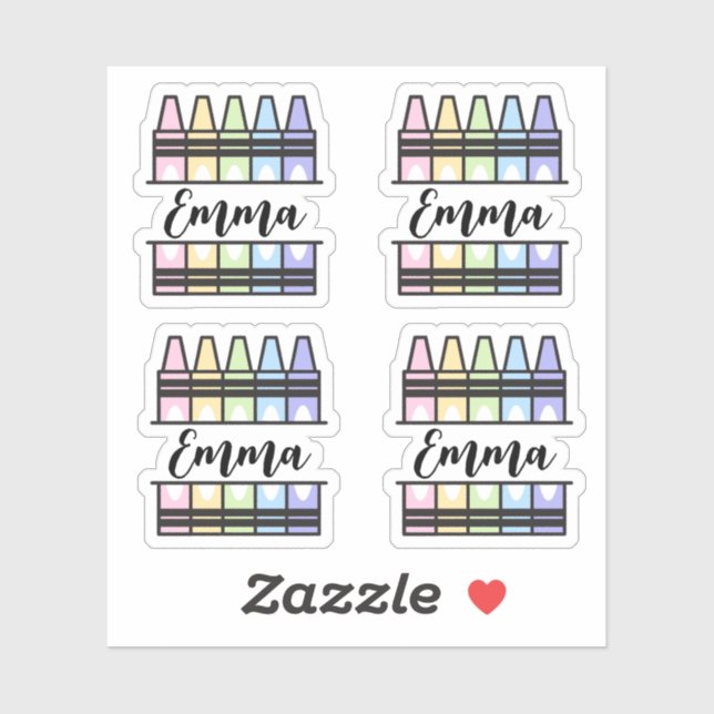 Adesivo Personalized Colorful Crayon Name Sticker (Folha)
