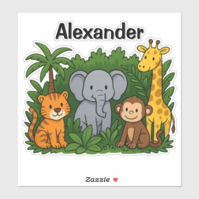Adesivo Personalized Jungle Animal Stickers – Fun & Wild  (Folha)
