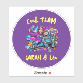 Adesivo Personalized Skater Mom and Son Graffiti Art Round