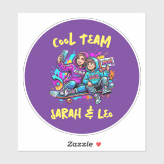 Adesivo Personalized Skater Mom and Son Graffiti Art Round