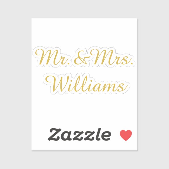 Adesivo Personalized Vinyl Custom Wedding Sign Gold Name (Folha)