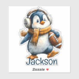 Adesivo Personalized Winter Penguin Football Kid