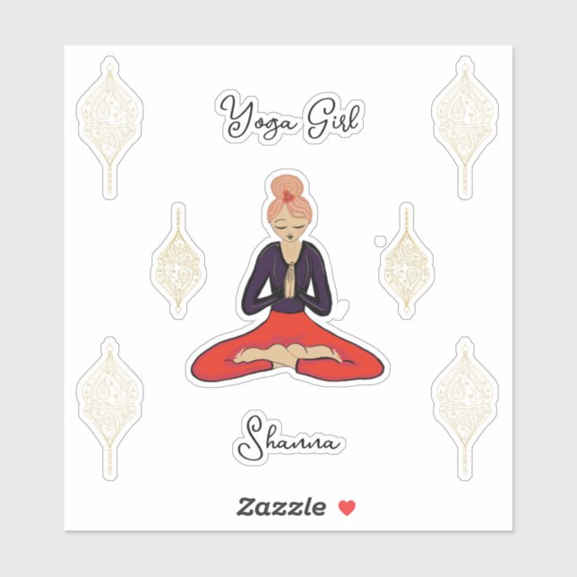 Adesivo Personalized Yoga Girl (Folha)