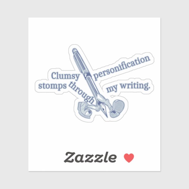 Adesivo Personificação Engraçado Escrevendo Criativo (Folha)