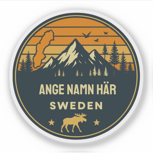 Adesivo Personligt ortnamn Sverige runt design (Frente)