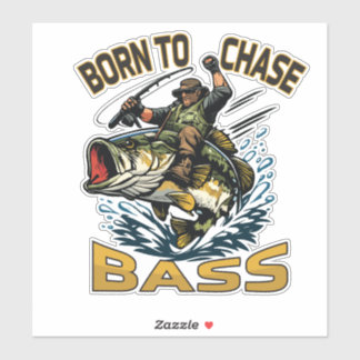 Adesivo Pescador montando uma Largemouth bass "Nascido par