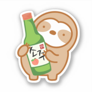 Adesivo Pêssego Coreano Bonito Soju Sloth Sticker