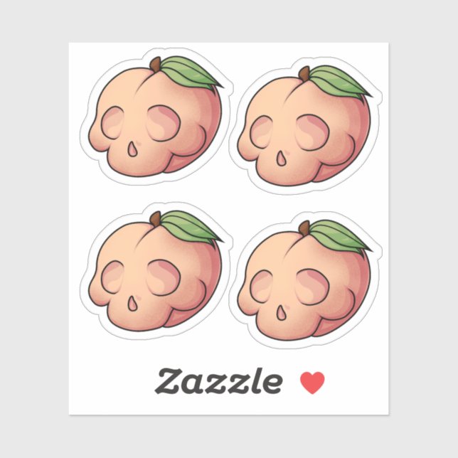 Adesivo Pêssego Crânio Mortal (Folha)