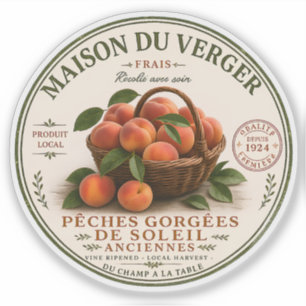 Adesivo Pêssegos de Mercado de Agricultores Franceses Vint