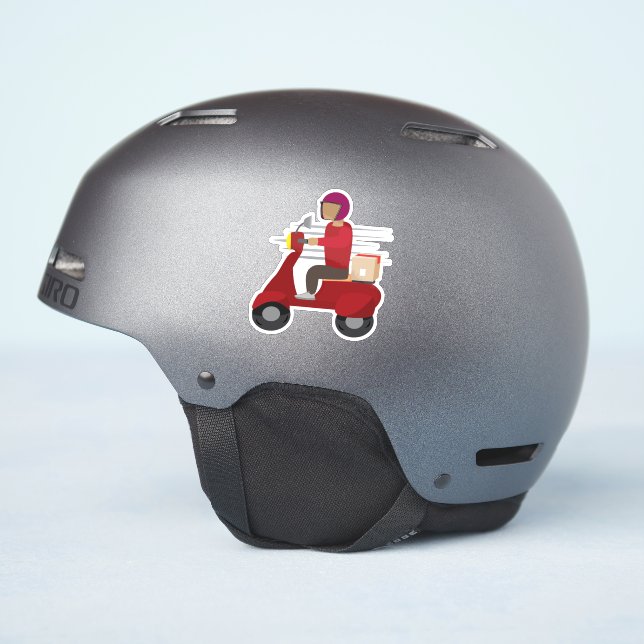 Adesivo Pessoa de Entrega Dirigindo uma Lambreta (Lado do capacete)