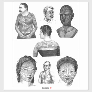 Adesivo Pessoas Com Ilustrações De Arte Tribais De Tatua