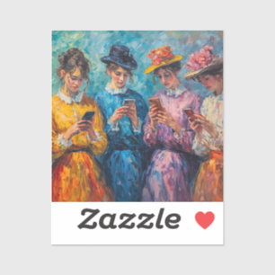 Adesivo pessoas do século 19 usando smartphones