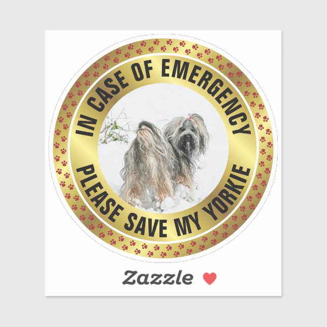 Adesivo Pet Safety Alert Custom First Responder Dog Photo (Folha)